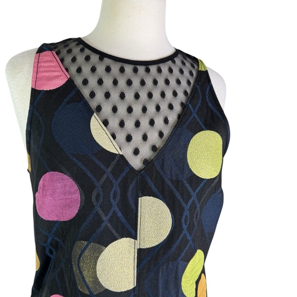 Anthropologie Maeve Tilde Metallic Polka Dot Mini Dress Navy Size S - Picture 4 of 12